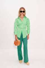 Loch Poplin Button Up | Simon Miller Grass Green/Macadamia