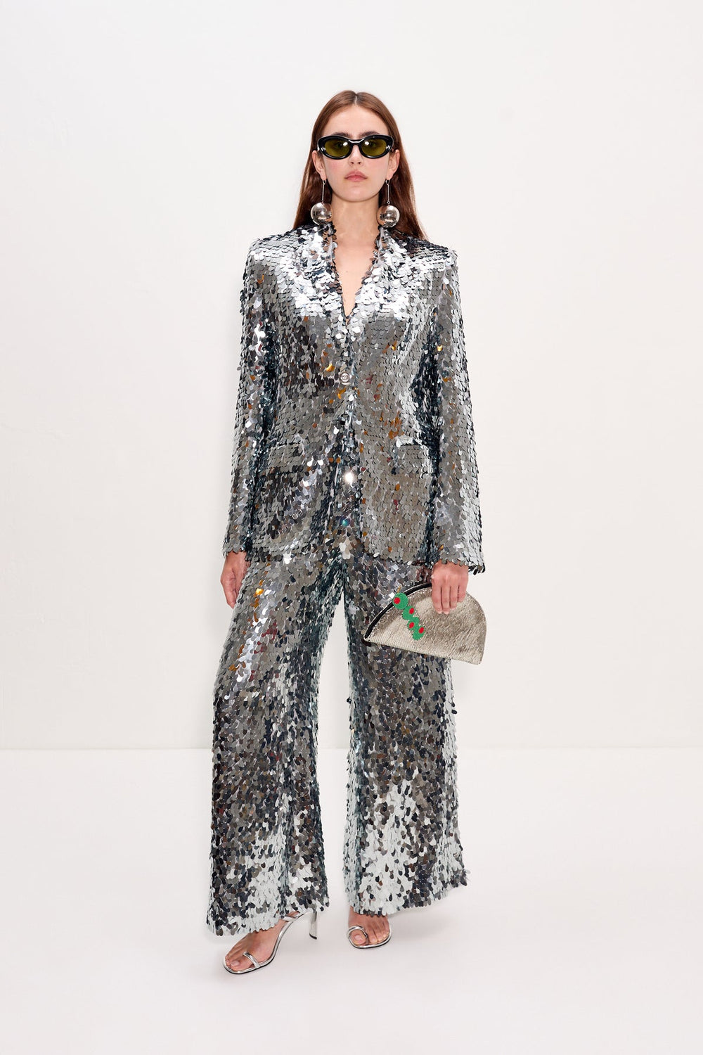 Nella Sequin Wide Leg Pant | Simon Miller SATELLITE SILVER