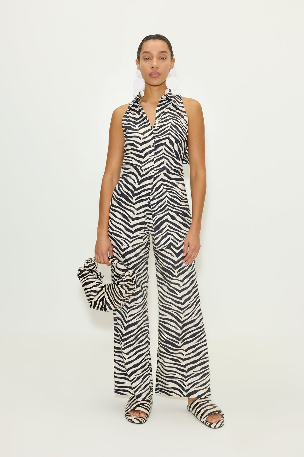 Loch Sleeveless Poplin Button Up | Simon Miller ZEBRA PRINT