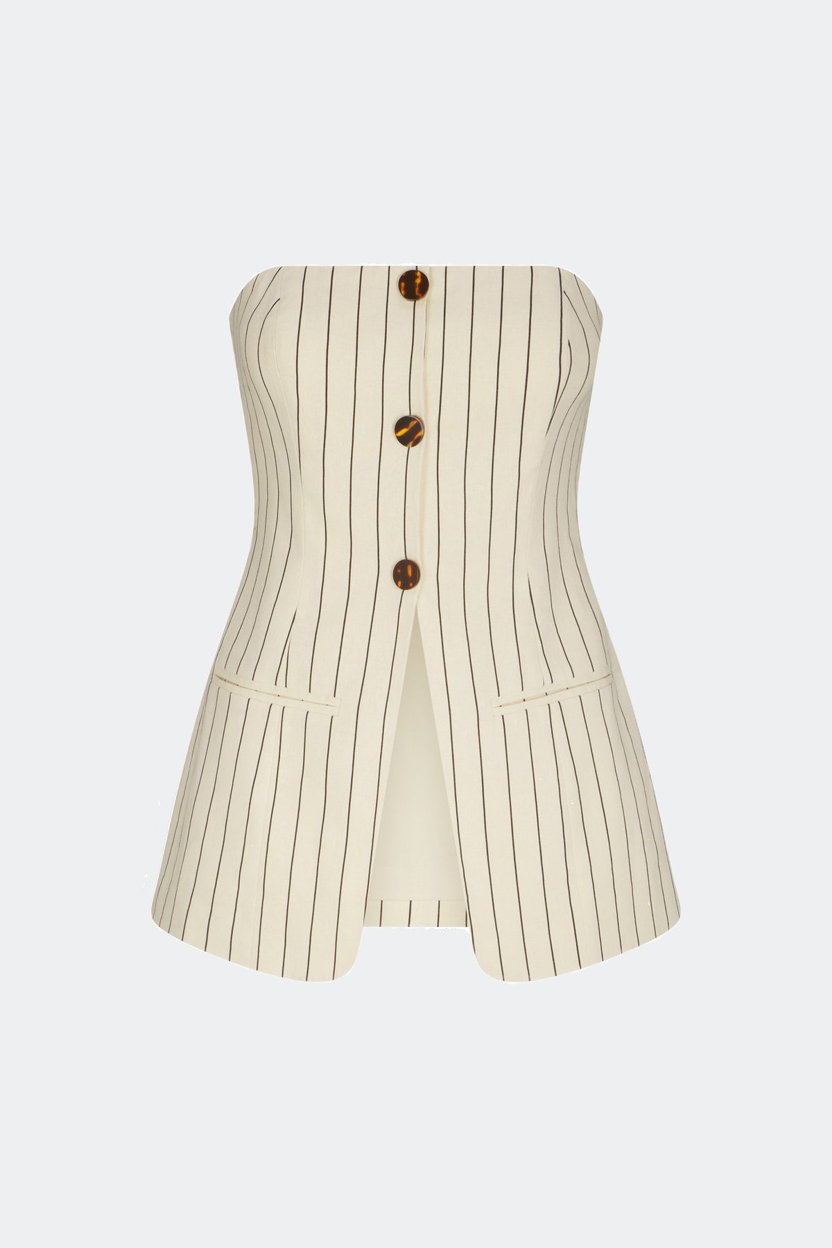 Mori Strapless Linen Top | Simon Miller CREAM PINSTRIPE