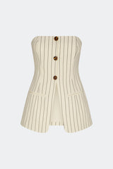 Mori Strapless Linen Top | Simon Miller CREAM PINSTRIPE
