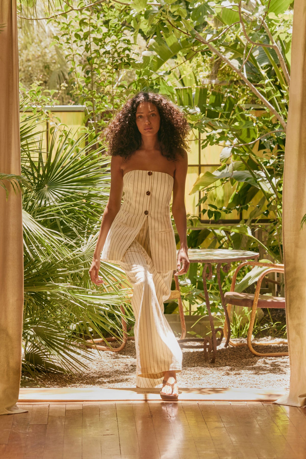 Bloo Linen Pant | Simon Miller CREAM PINSTRIPE