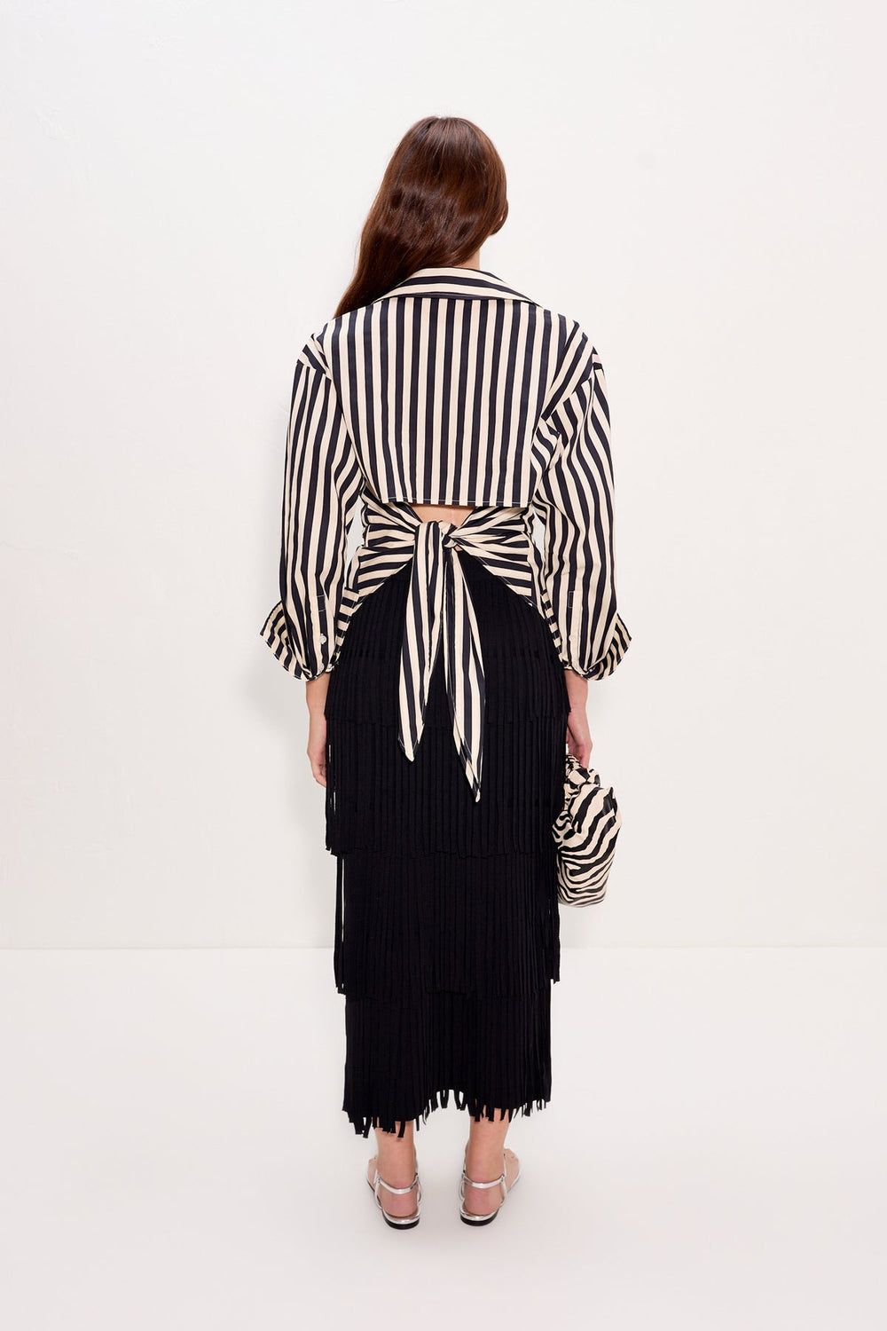 Loch Striped Poplin Button Up | Simon Miller BLACK/WHITE STRIPE