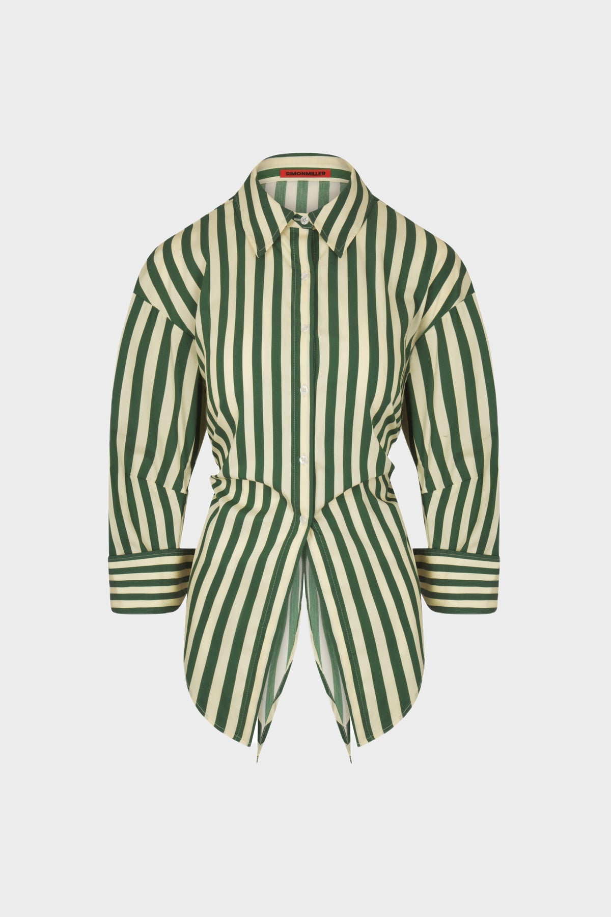 Loch Striped Poplin Button Up | Simon Miller GUMMY GREEN/ECRU