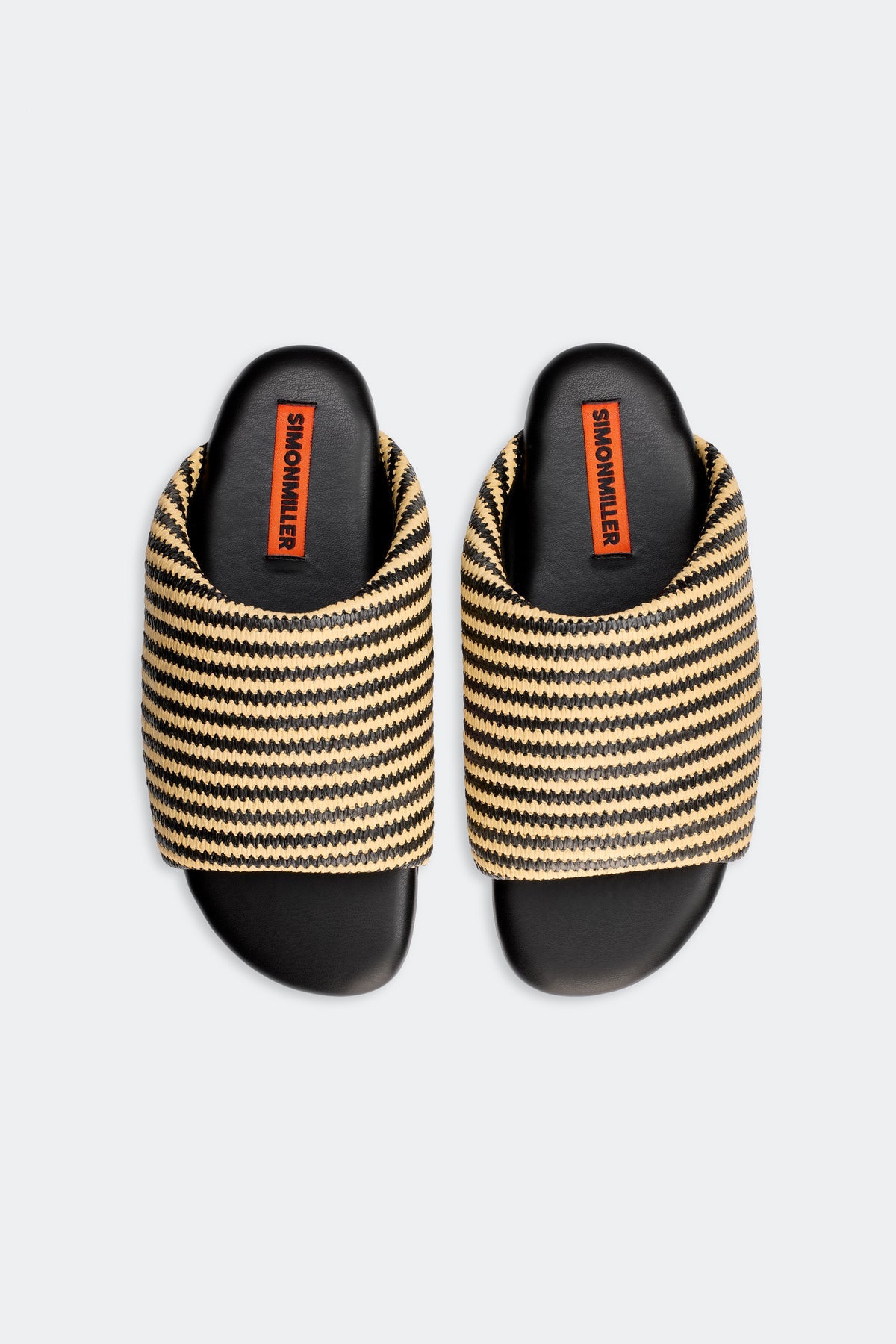 Stripe Raffia Bubble Slide | Simon Miller Black/White Micro Stripe