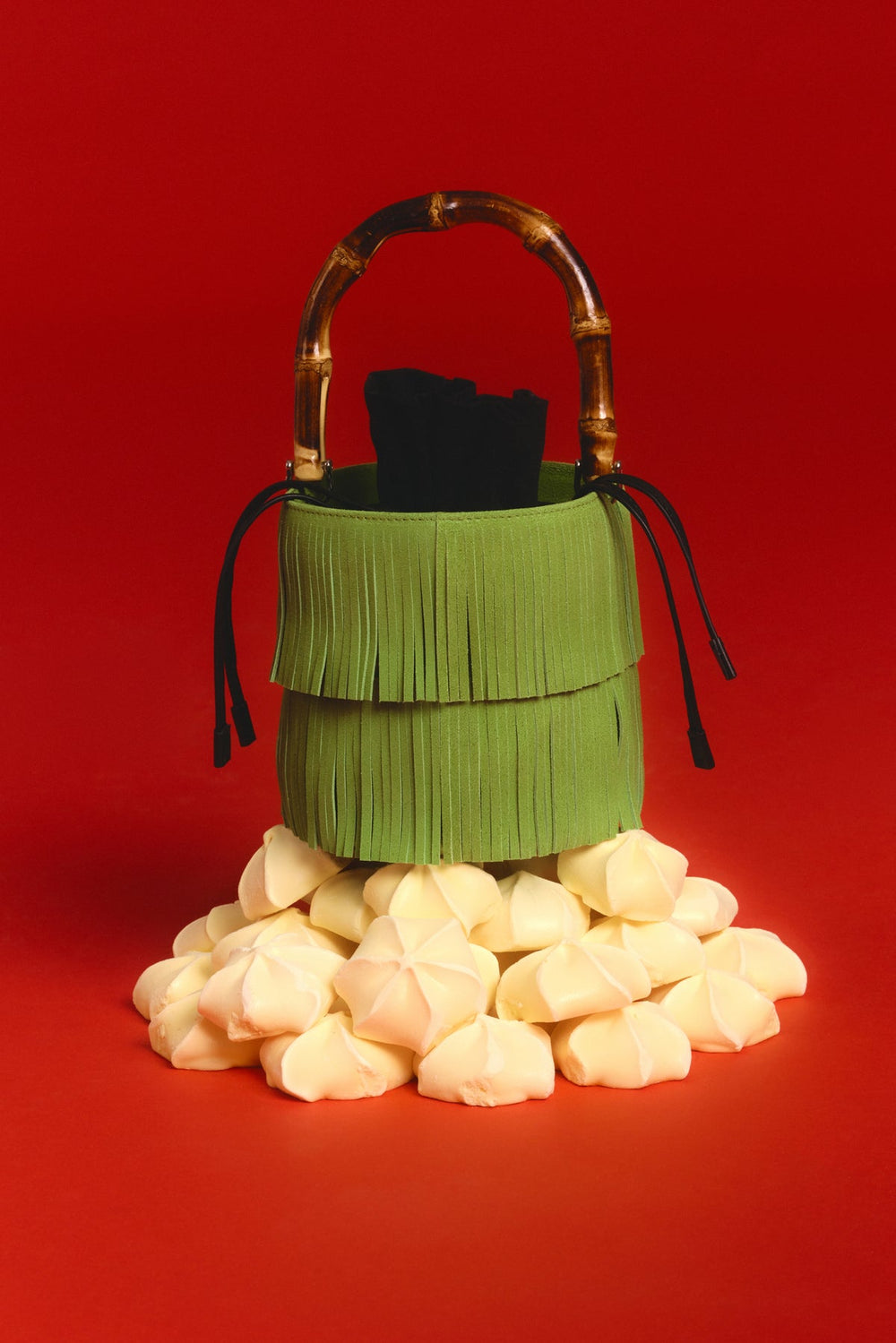 Tiki Fringe Suede Bag | Simon Miller Moss Green