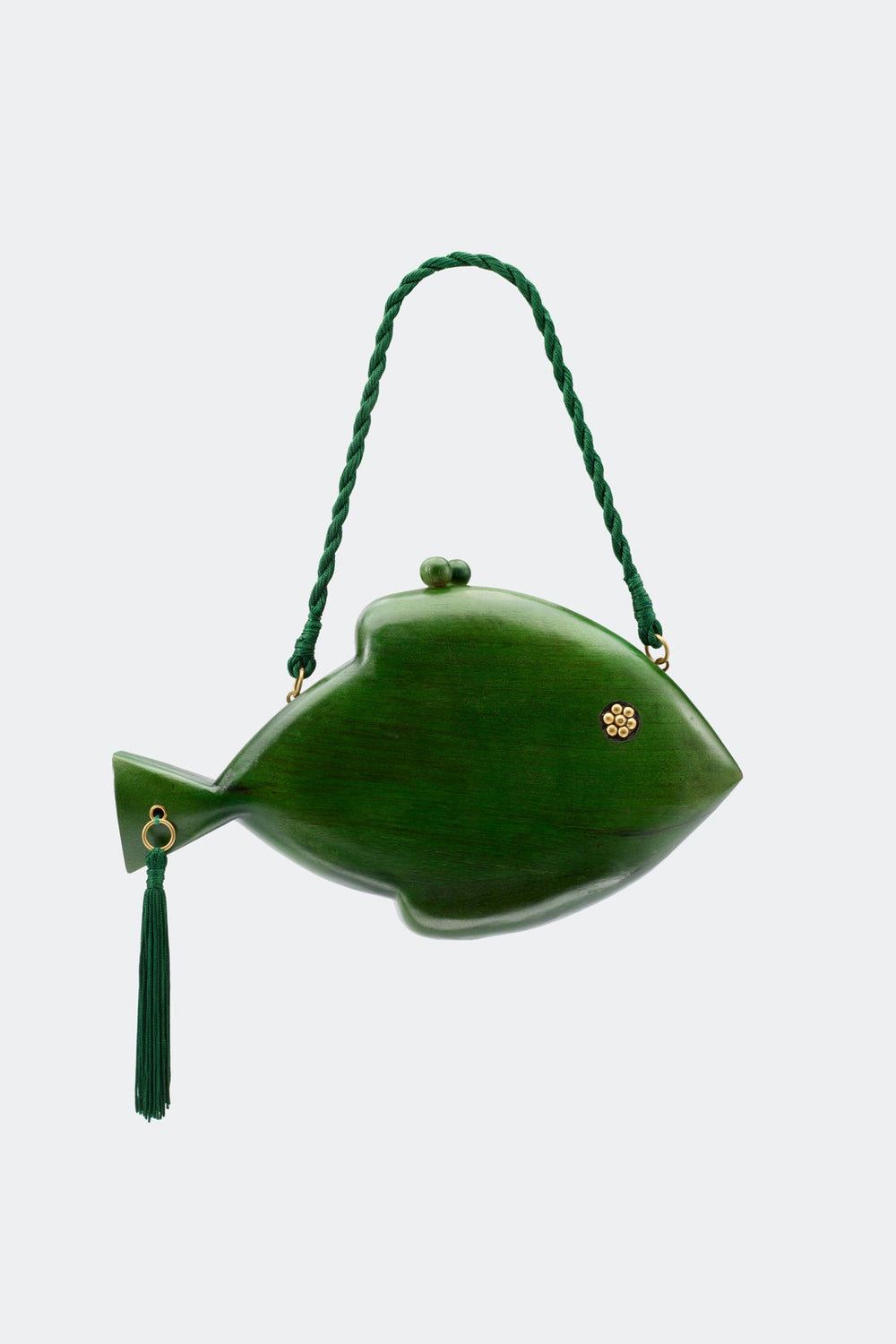 Carved Wooden Fish Clutch | Simon Miller Gummy Green