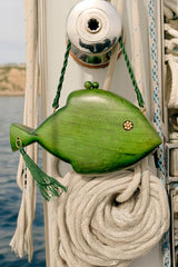 Carved Wooden Fish Clutch | Simon Miller Gummy Green