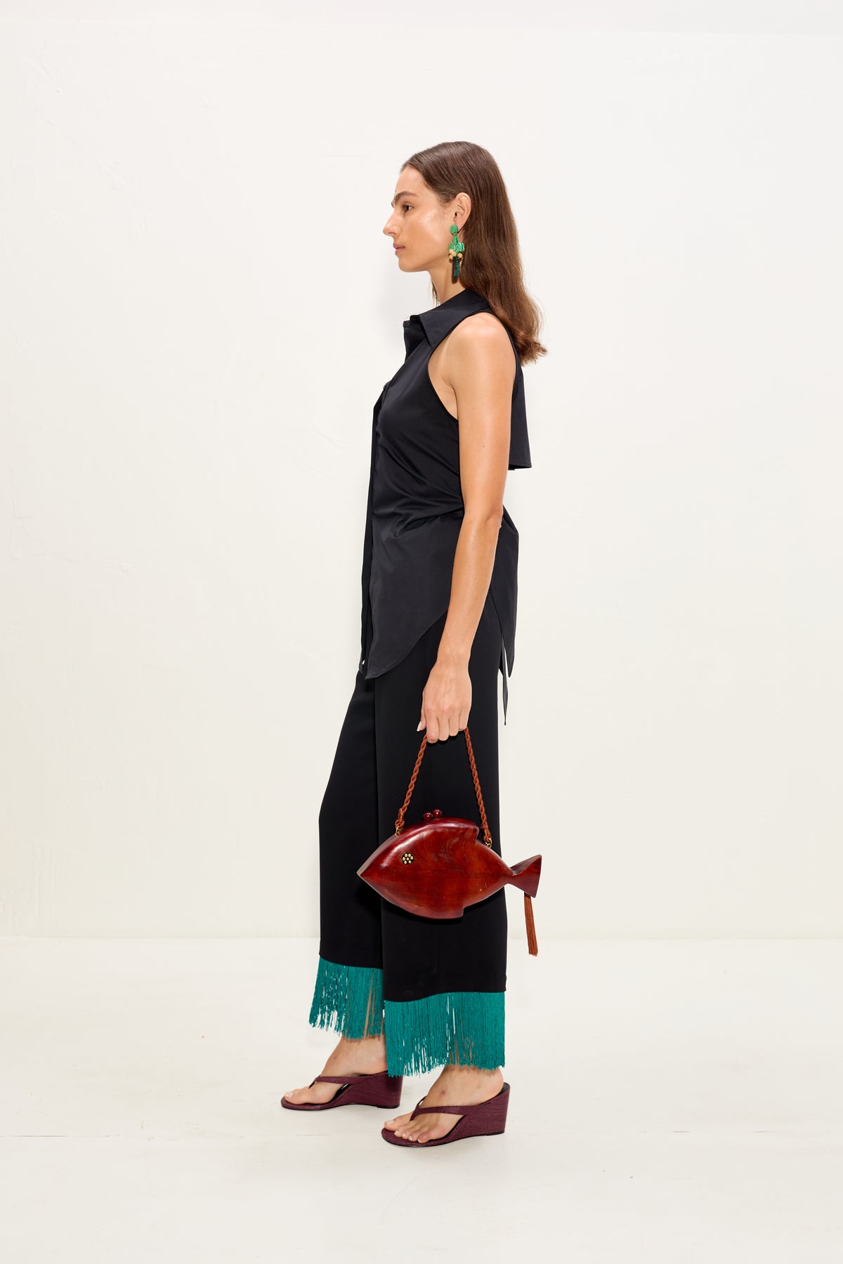Nella Fringe Pant | Simon Miller Black/Teal