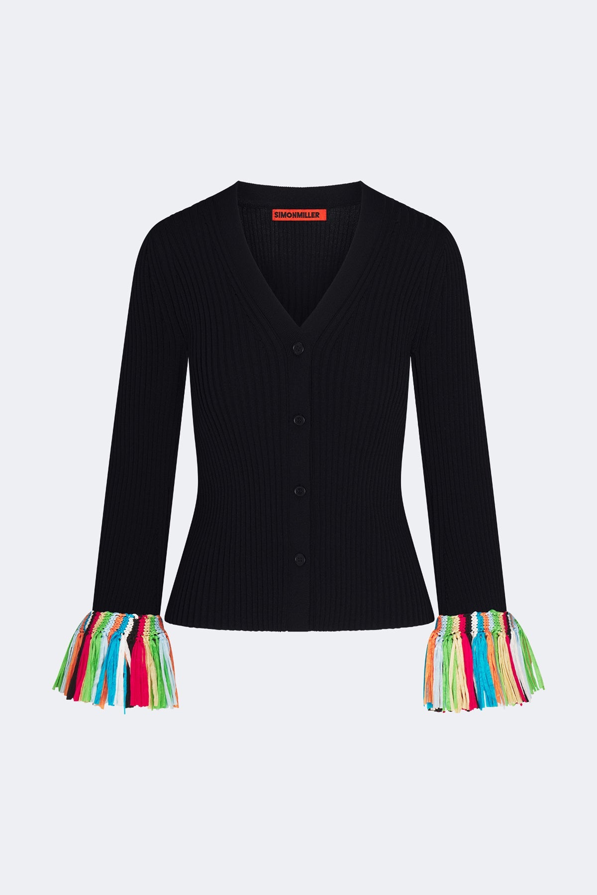 Cara Knit Fringe Cardigan | Simon Miller Black Multi