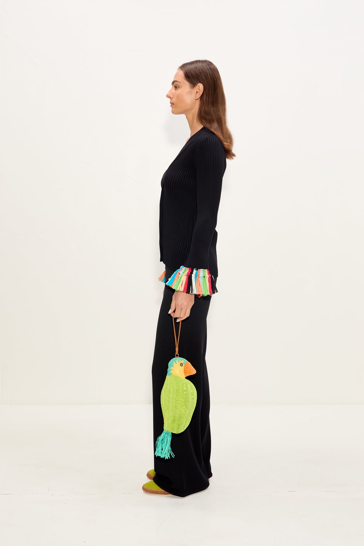 Cara Knit Fringe Cardigan | Simon Miller Black Multi
