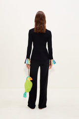 Cara Knit Fringe Cardigan | Simon Miller Black Multi