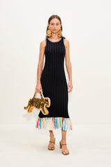 Thea Knit Fringe Dress | Simon Miller Black Multi