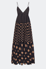 Romi Chiffon Maxi Dress | Simon Miller Black/Tan Polka Dot
