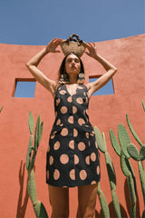 Kirra Linen Mini Dress | Simon Miller Black/Tan Polka Dot