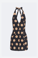 Kirra Linen Mini Dress | Simon Miller Black/Tan Polka Dot