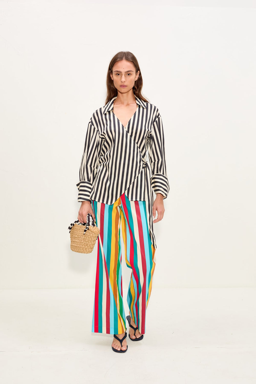 Anya Poplin Wrap Top | Simon Miller Black/White Stripe