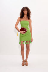 Freya Linen Tassel Mini Dress | Simon Miller Matcha