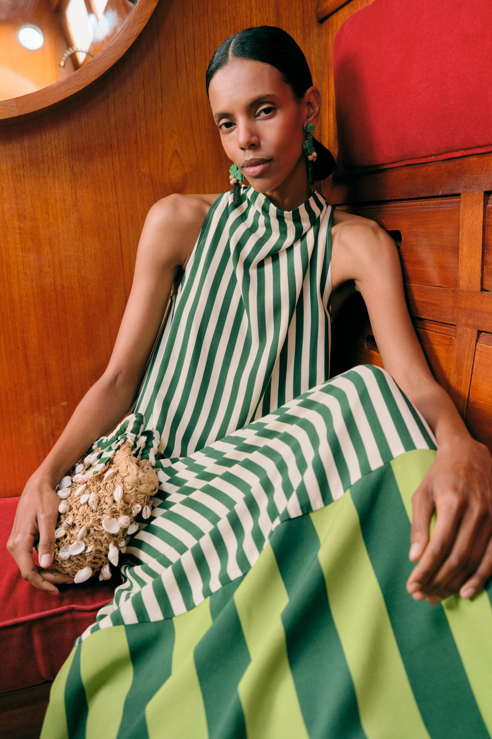 Shelly Bag | Simon Miller Natural/Green Stripe