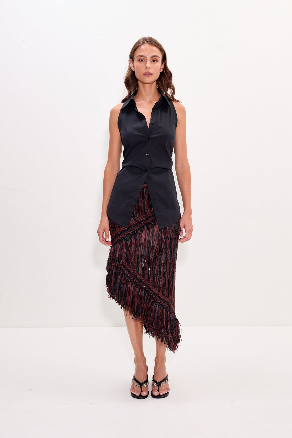 Beja Midi Skirt | Simon Miller Choco Brown/Black Combo