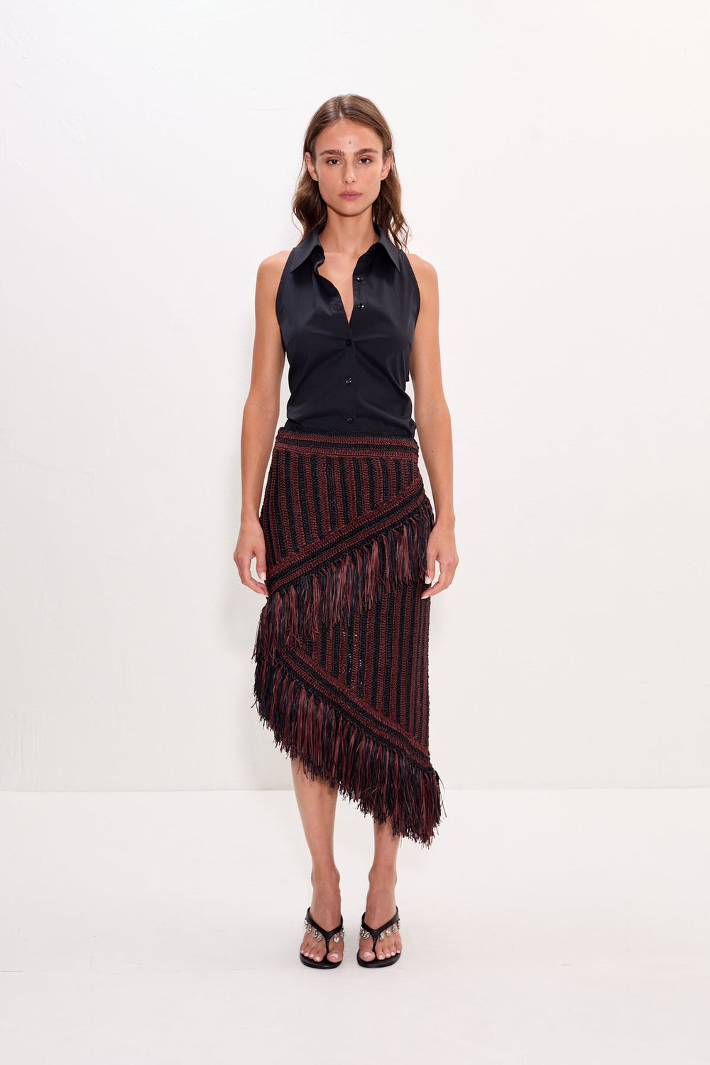 Beja Midi Skirt | Simon Miller Choco Brown/Black Combo