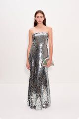 Sculpty Strapless Sequin Dress | Simon Miller SATELLITE SILVER
