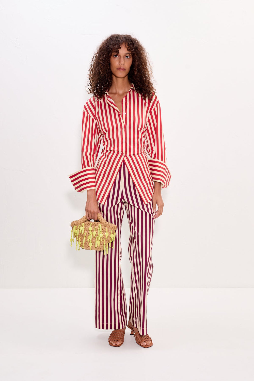 Loch Poplin Button Up | Simon Miller Venetian Red Stripe
