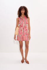 Inna Sleeveless Poplin Mini Dress | Simon Miller Venetian Red Stripe