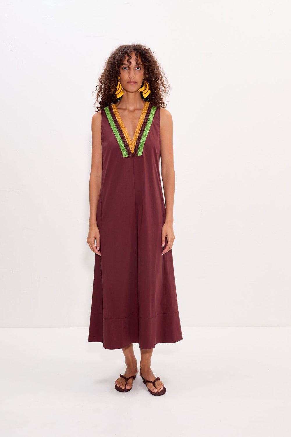 Mar Crochet Poplin Dress | Simon Miller Choco Brown