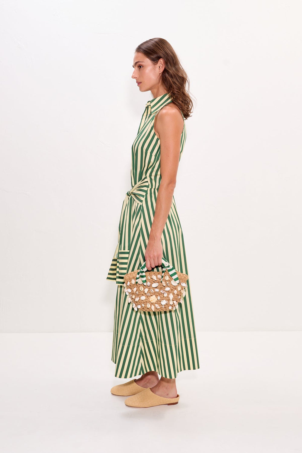 Inna Sleeveless Poplin Dress | Simon Miller Gummy Green/Ecru