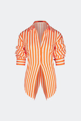 Loch Poplin Button Up | Simon Miller CORAL CABANA STRIPE