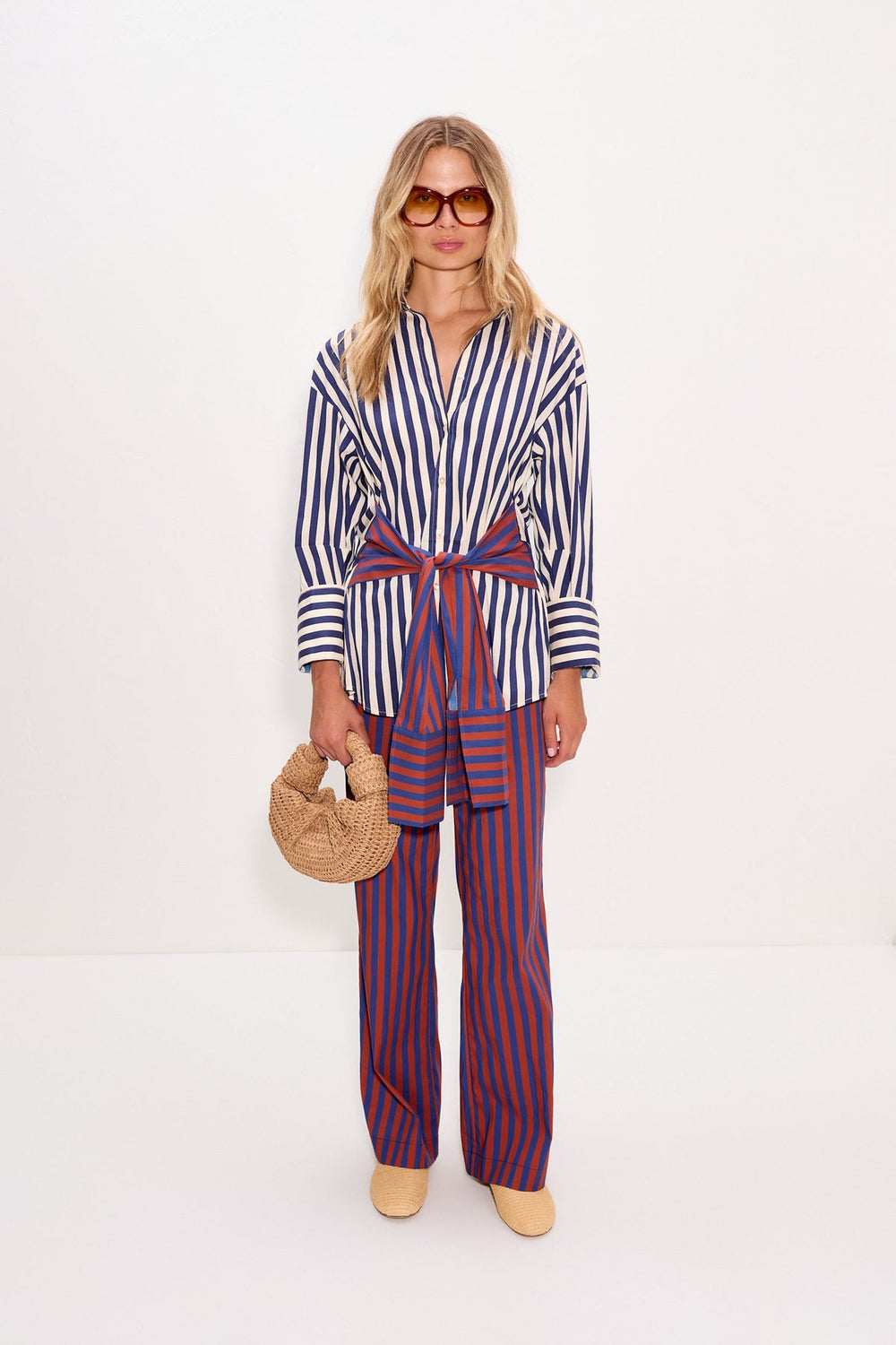 Inna Poplin Top | Simon Miller Navy Stripe Multi