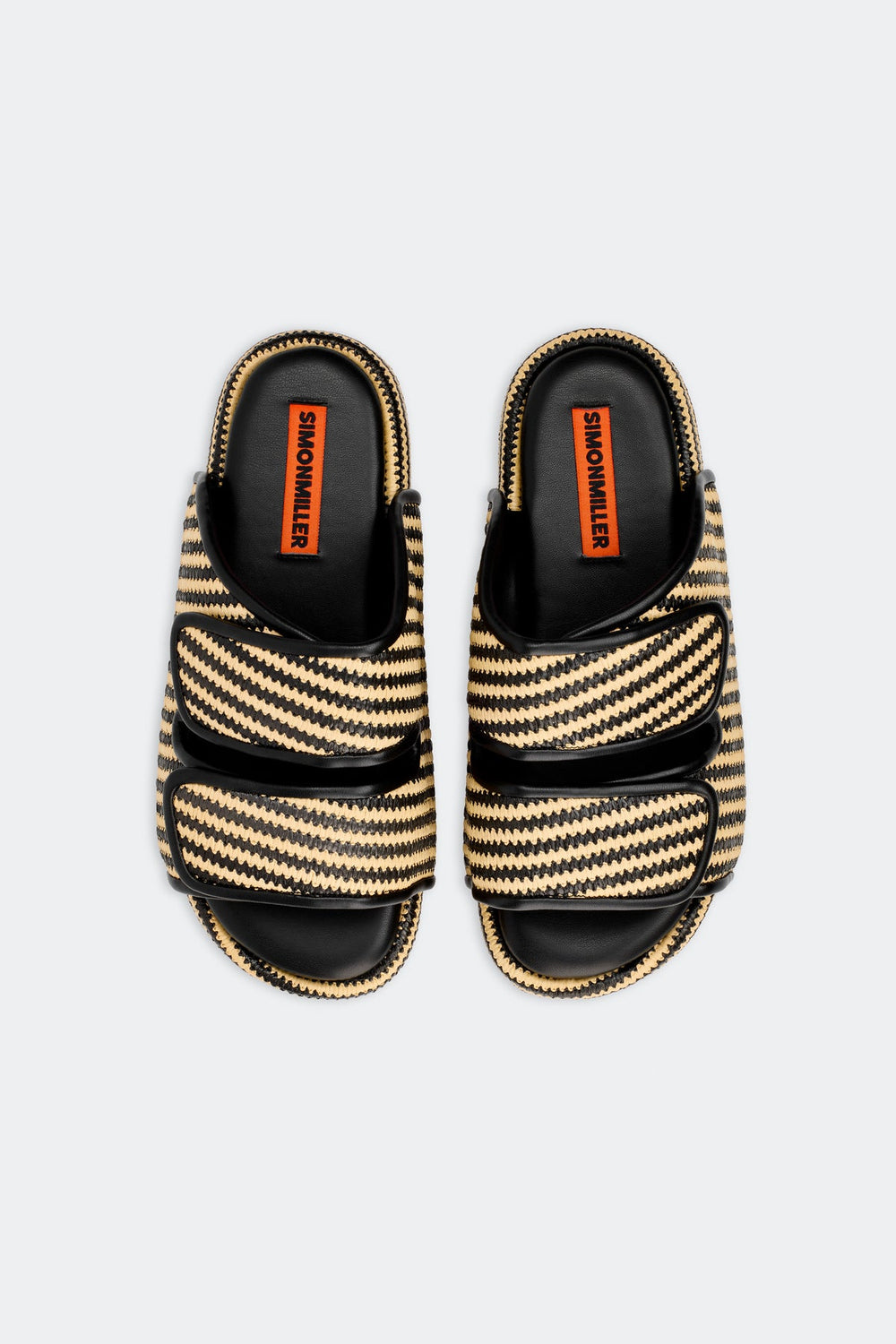Raffia Cro Slide | Simon Miller Black/White Micro Stripe