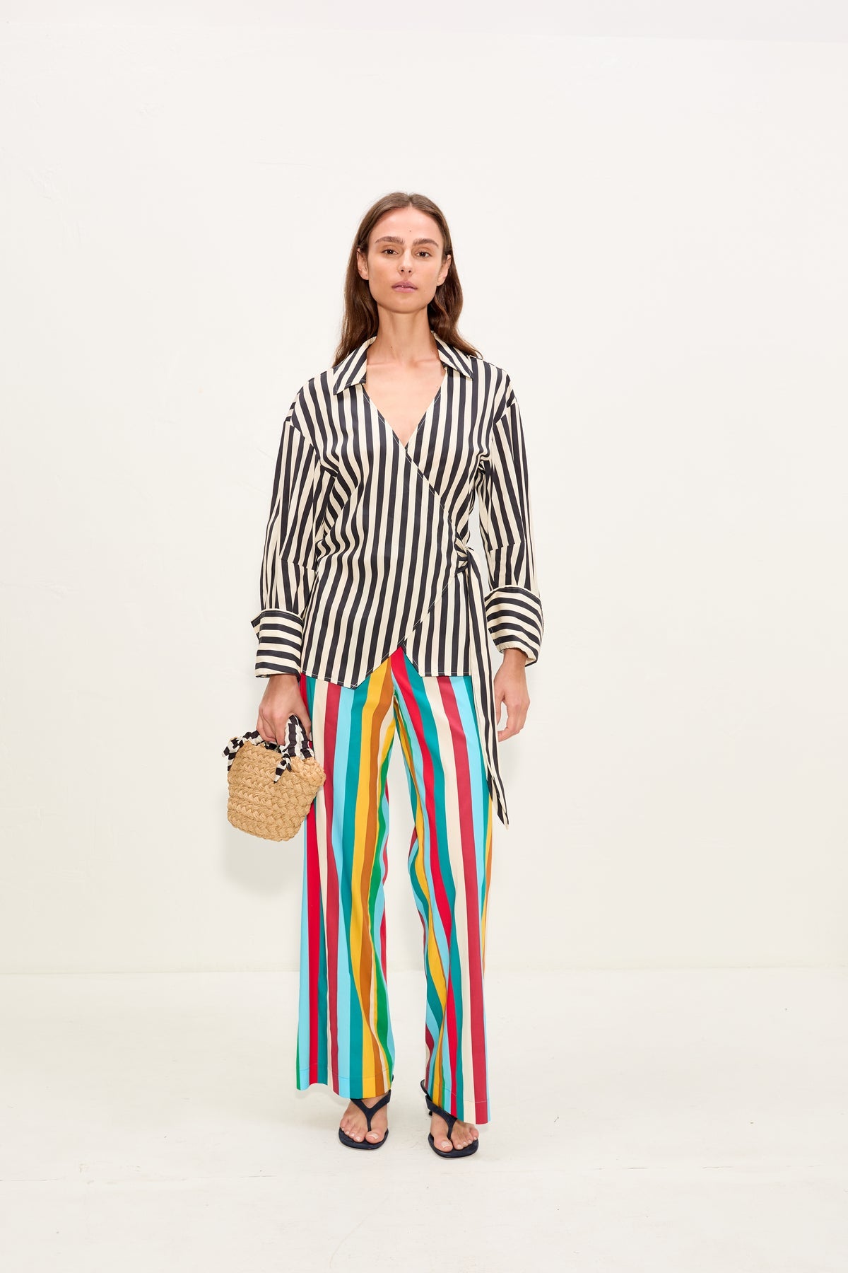 Anya Poplin Wrap Top | Simon Miller Black/White Stripe