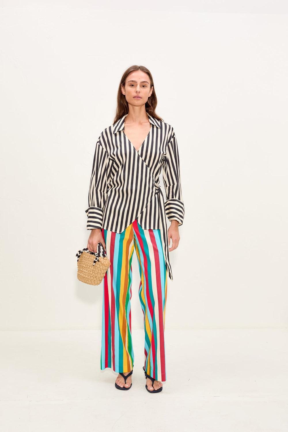 Anya Poplin Wrap Top | Simon Miller Black/White Stripe