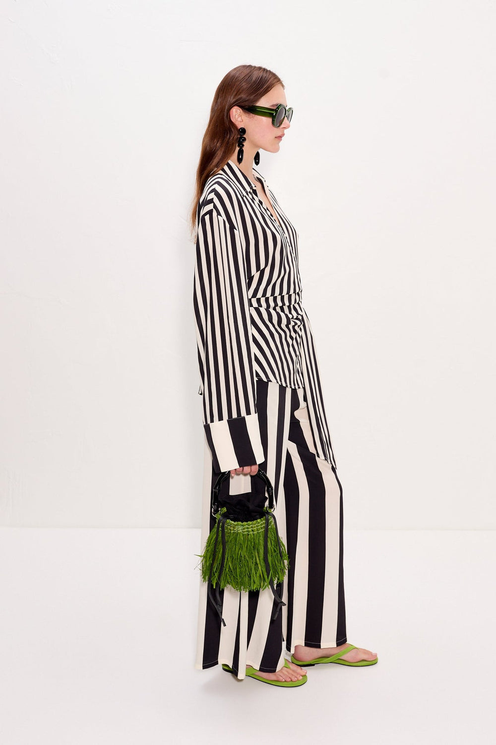 Nella Wide Leg Pant | Simon Miller Black/White Stripe