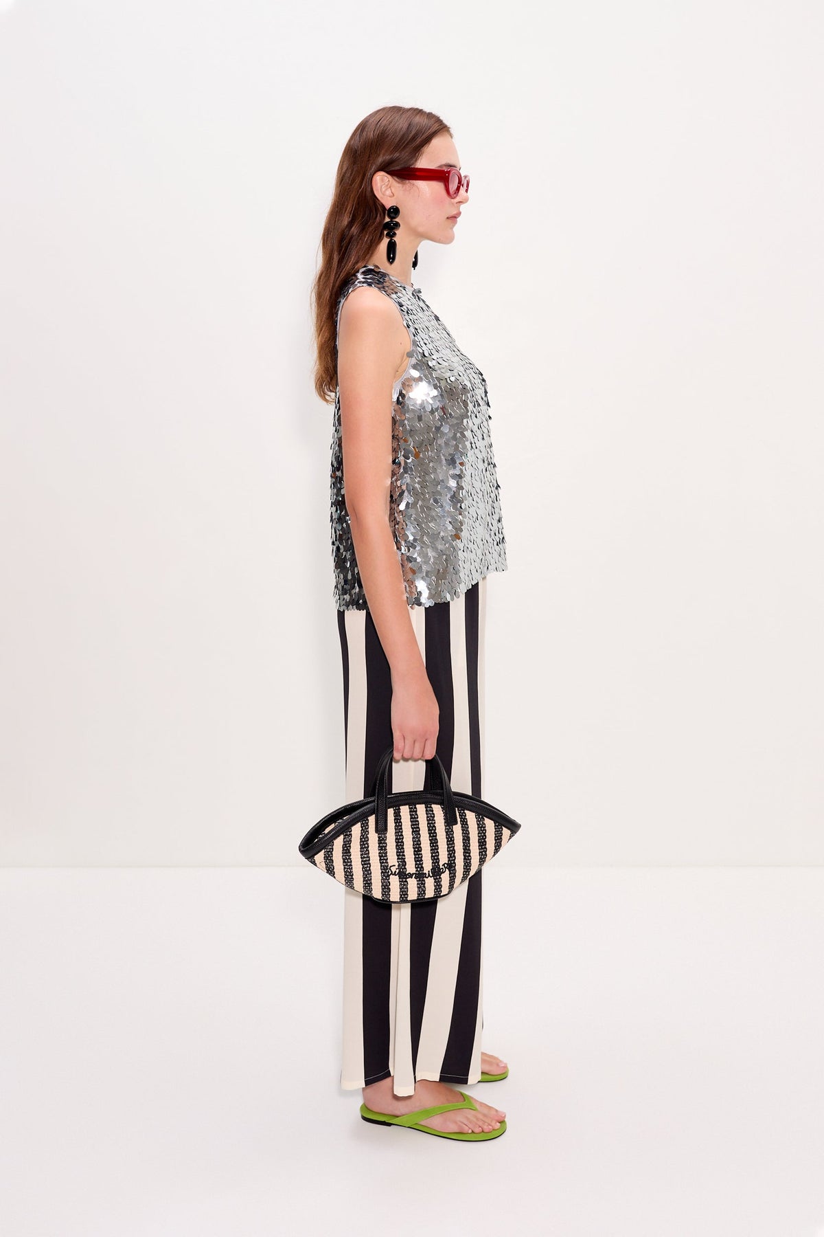 Nella Wide Leg Pant | Simon Miller Black/White Stripe