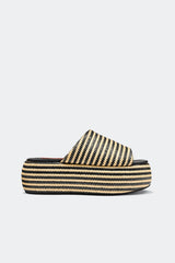 Raffia Cloudy Platform | Simon Miller Black/White Micro Stripe