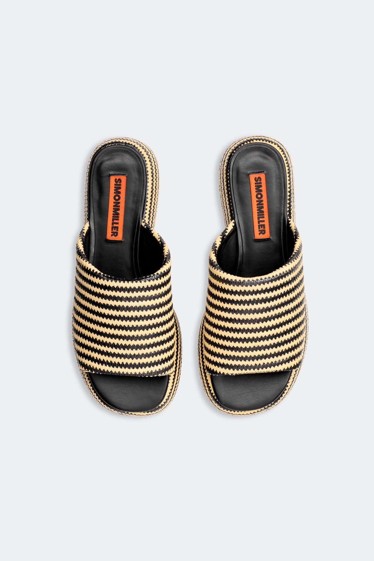 Raffia Cloudy Platform | Simon Miller Black/White Micro Stripe