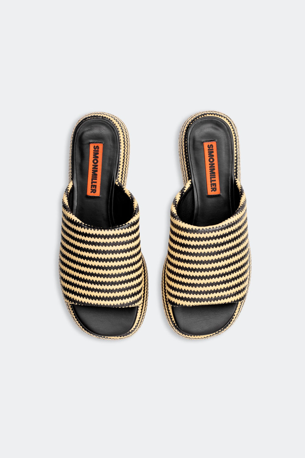 Raffia Cloudy Platform | Simon Miller Black/White Micro Stripe