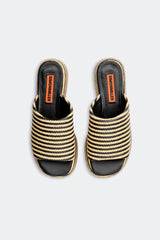 Raffia Cloudy Platform | Simon Miller Black/White Micro Stripe
