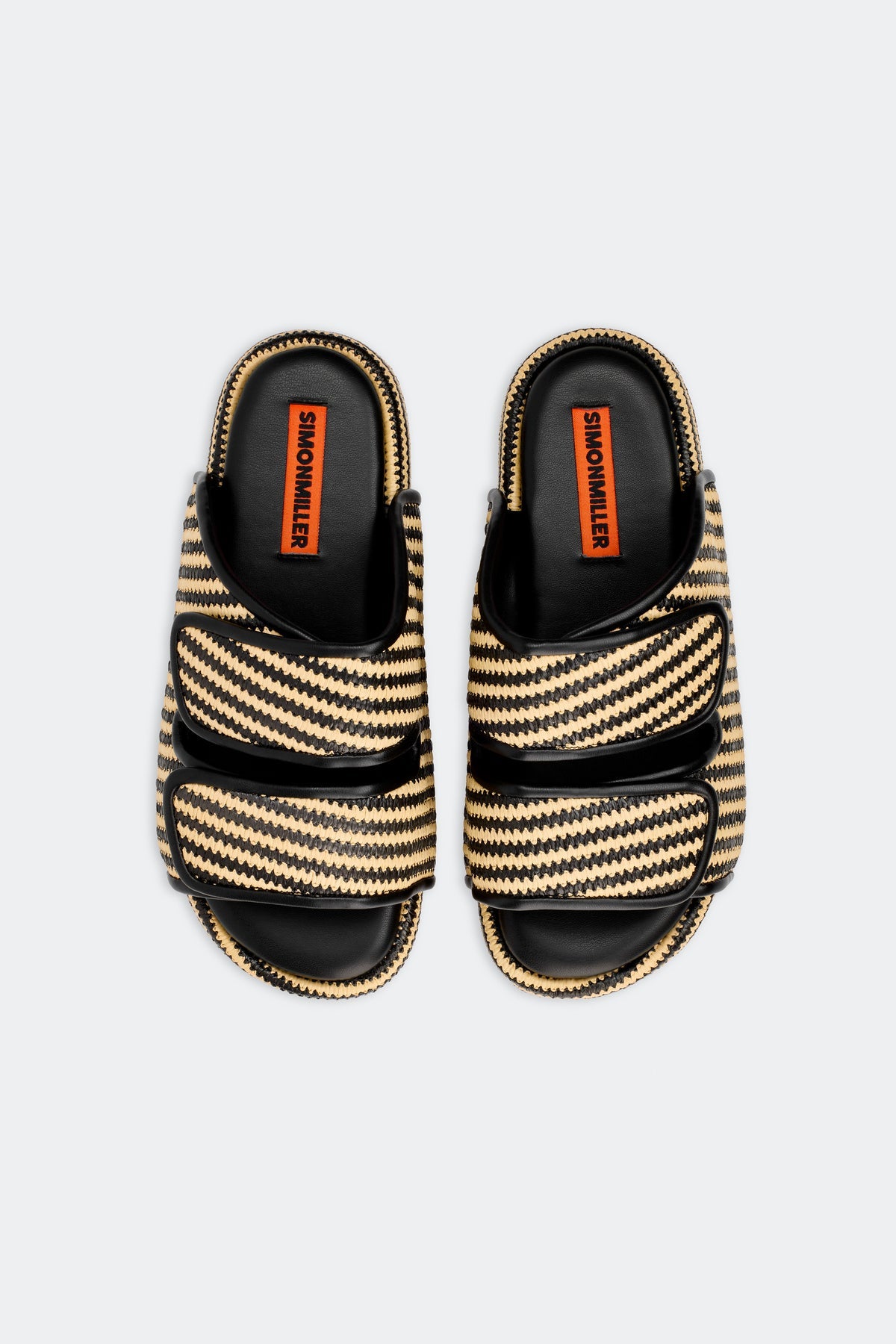 Raffia Cro Slide | Simon Miller Black/White Micro Stripe