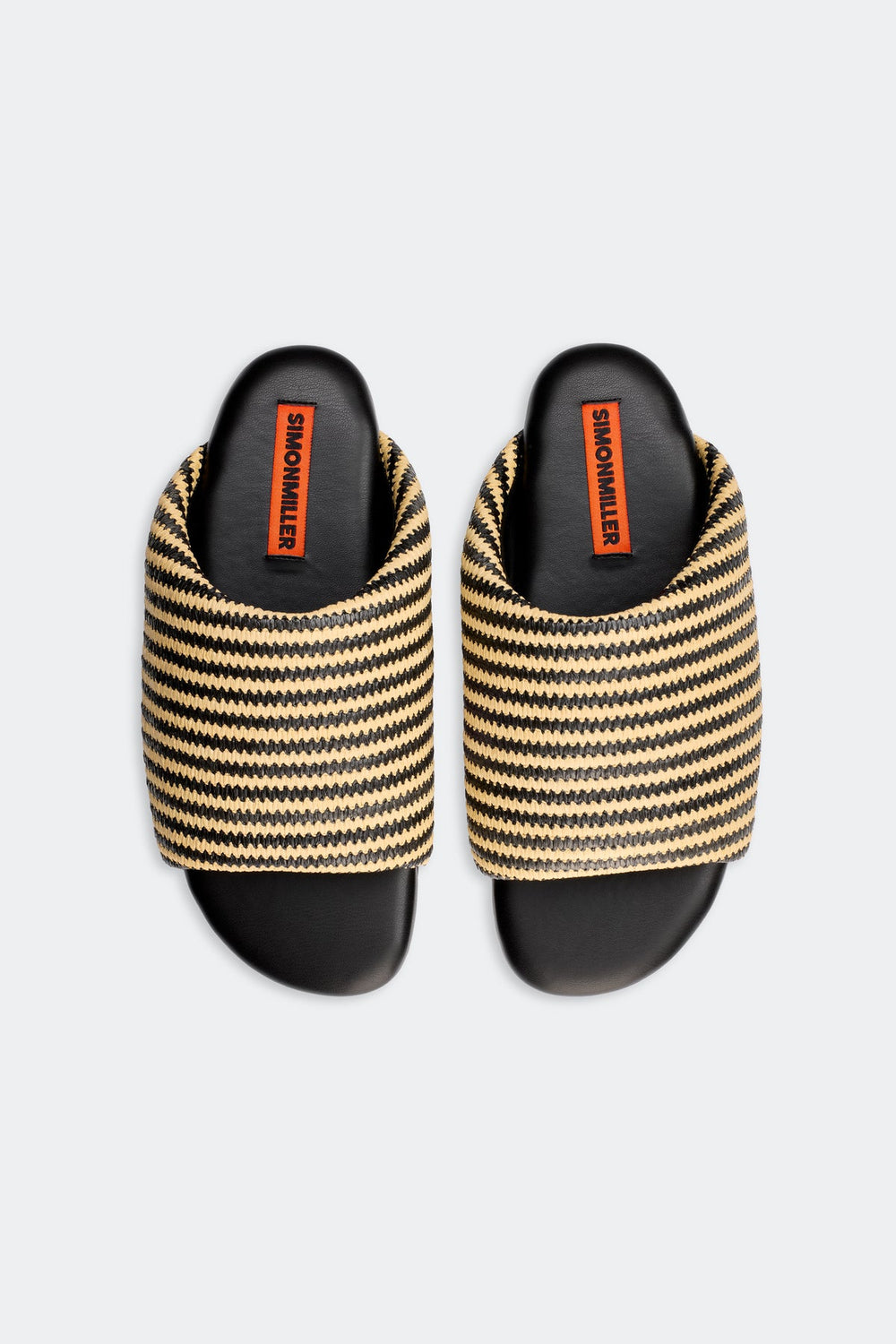 Stripe Raffia Bubble Slide | Simon Miller Black/White Micro Stripe