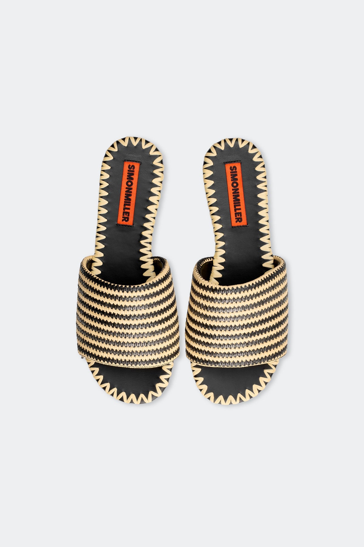 Stripe Raffia Salerno Sandal | Simon Miller Black/White Micro Stripe
