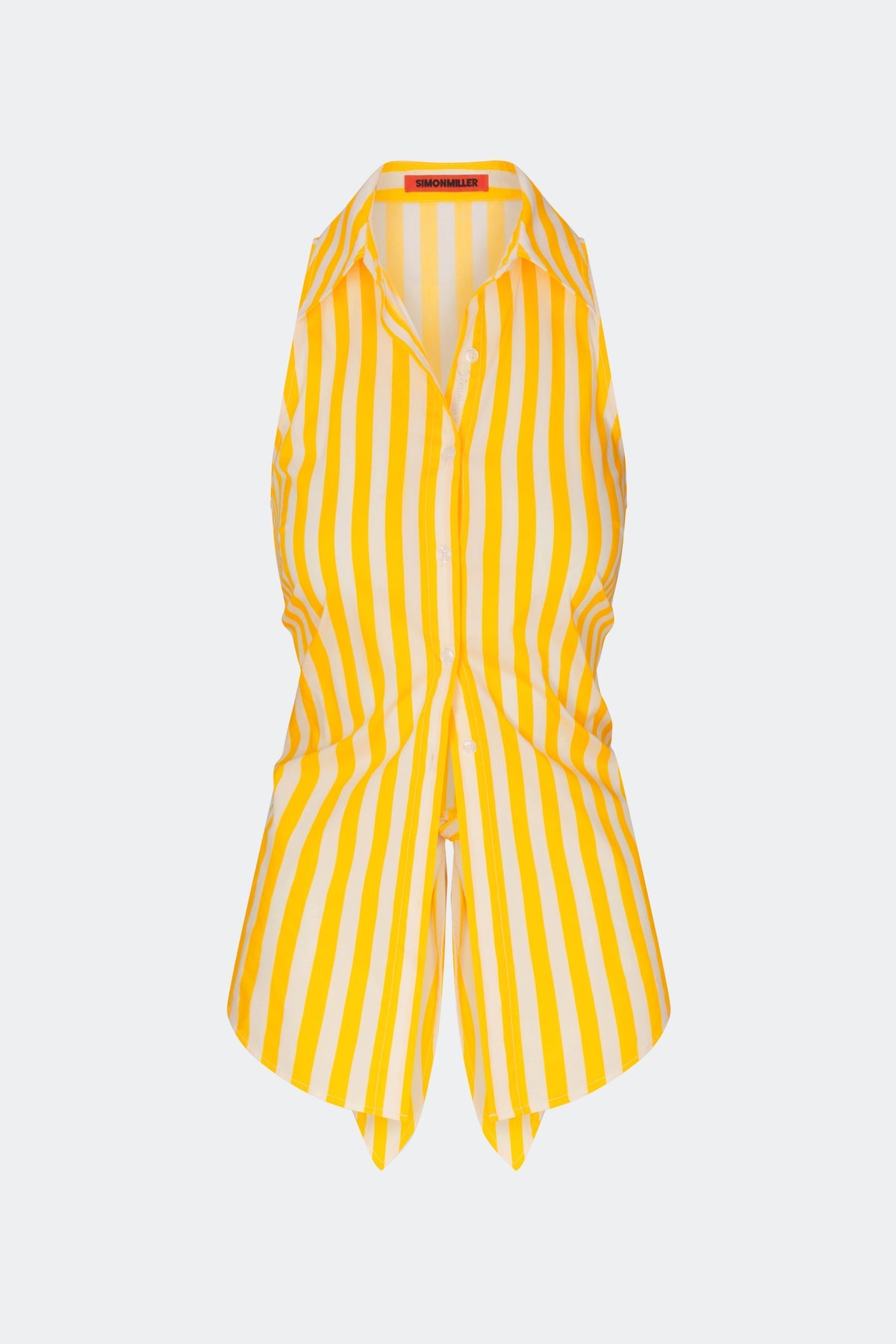 Loch Sleeveless Poplin Button Up | Simon Miller Sungold/Ecru Stripe