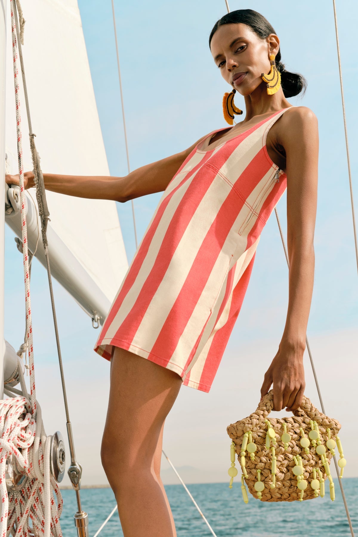 Sahara Striped Denim Dress | Simon Miller Venetian Red Stripe
