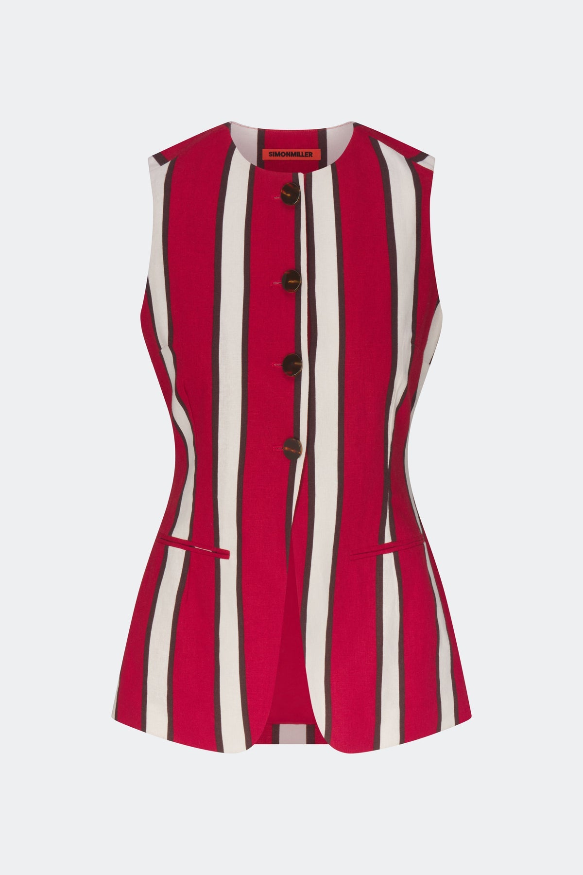 Del Mar Linen Vest | Simon Miller Venetian Red Stripe