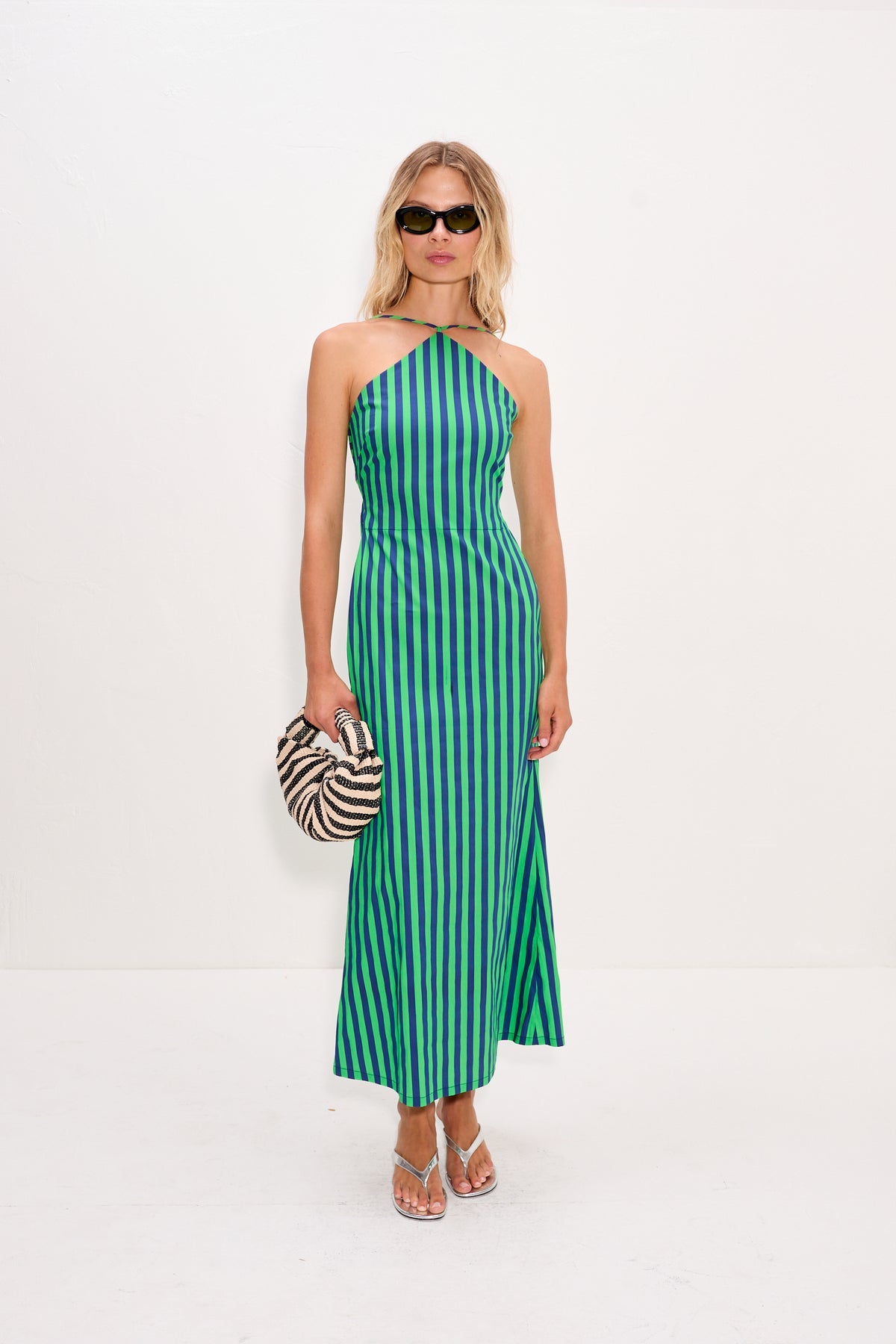 Kit Poplin Dress | Simon Miller Navy/Grass Green