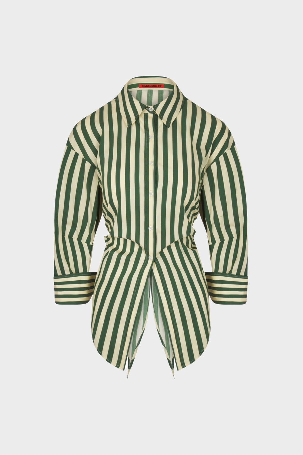 Loch Striped Poplin Button Up | Simon Miller GUMMY GREEN/ECRU