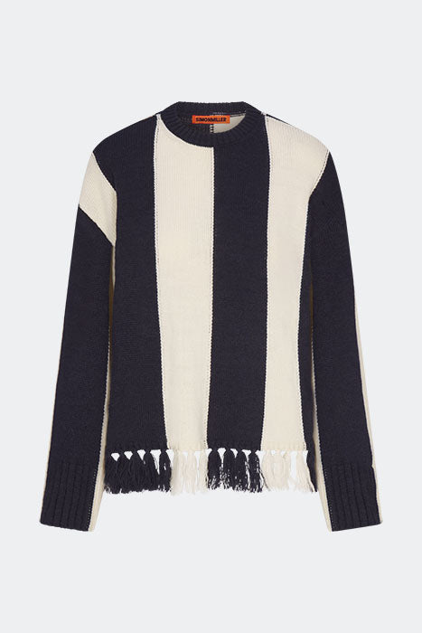 Faye Tassel Sweater | Simon Miller Navy/Cream